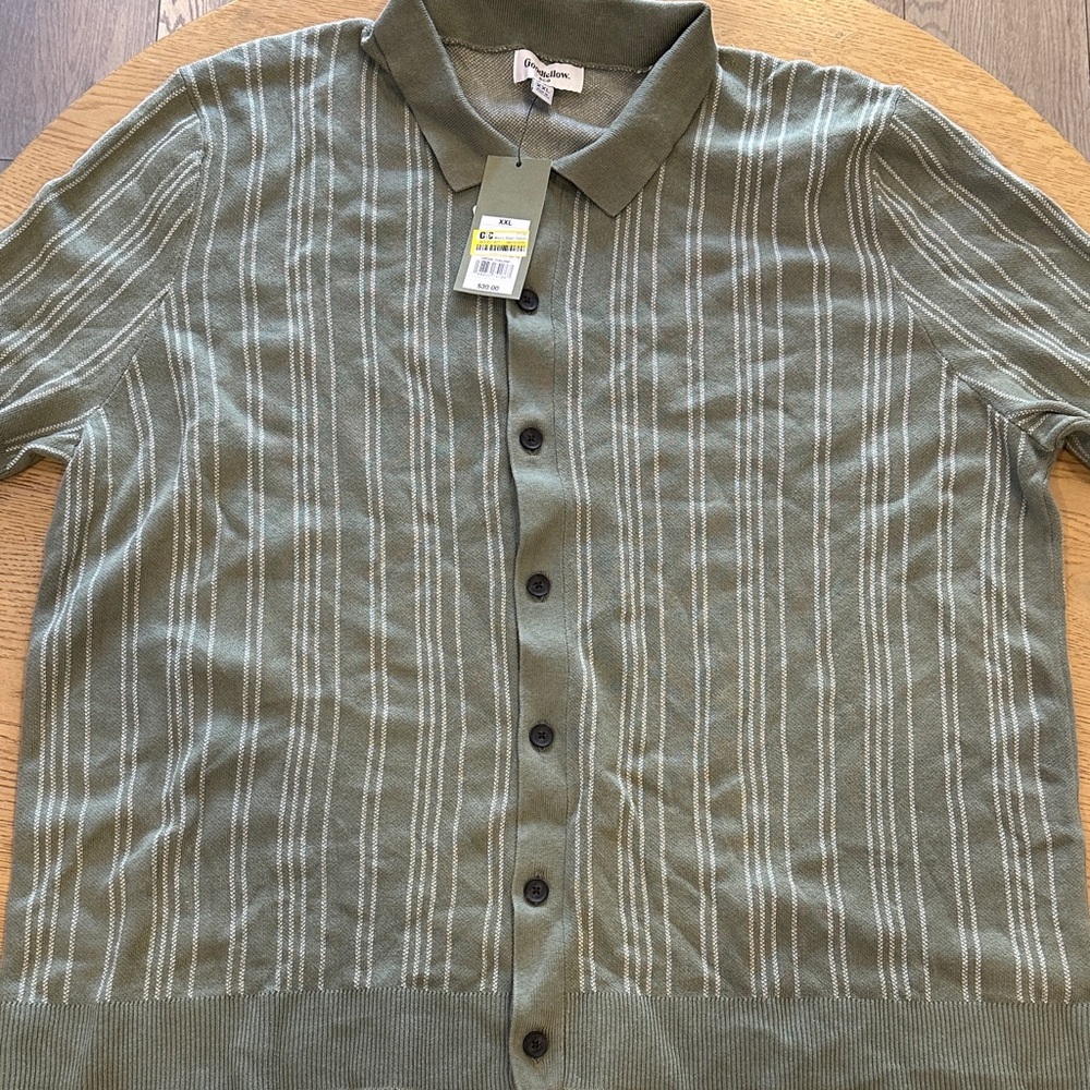Goodfellow & Co Olive Striped Polo NWT XXL